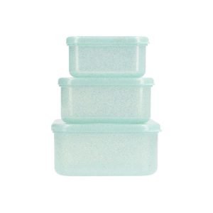 TUTETE 3 Cajas Almuerzo Aqua Glitter Turquoise