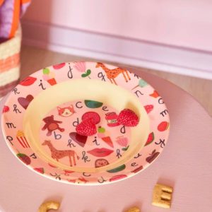 RICE plato hondo ABC Pink